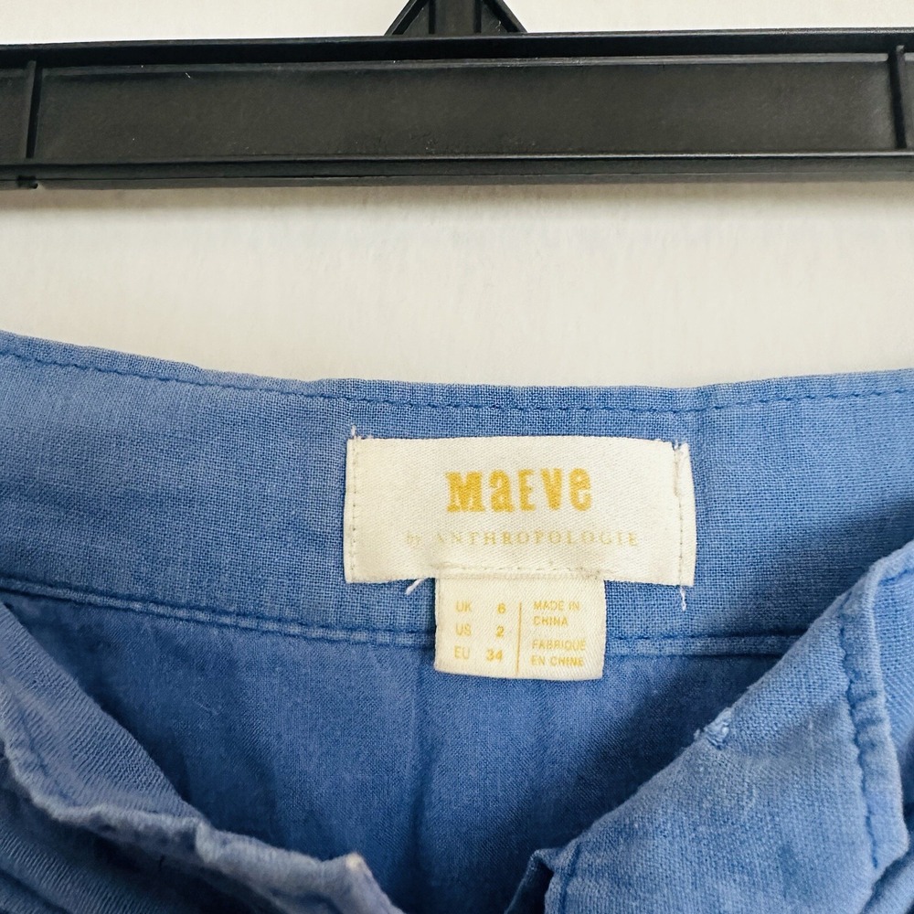 Anthropologie‎ Maeve Effortless Skirt Big Pockets Corduroy Women's 2 Blue - Picture 7 of 12